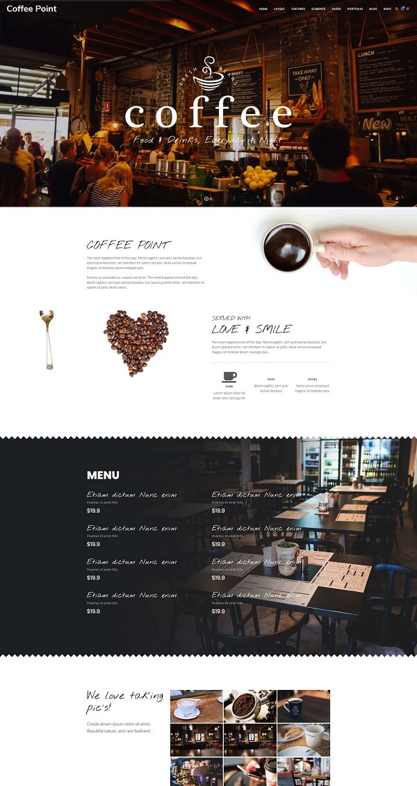 coffee website design